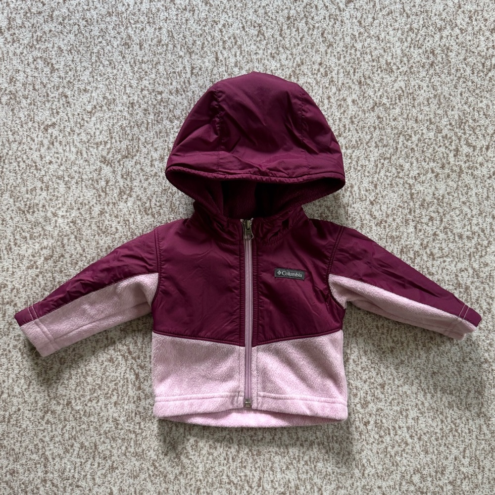 5/$25 Columbia Baby Girl Purple Overlay Hooded Fleece Jacket